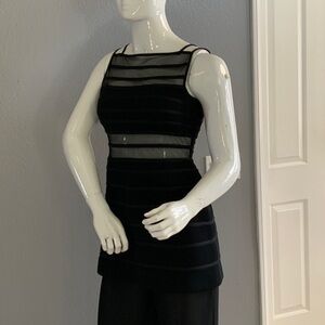 Vintage-JS Collections Black Sleeveless Pantsuit with Sheer Panels